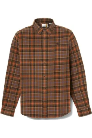 Timberland Skjorte, Herre, Brun, S, Bomuld, Check Flannel Skjorte i Chocolate Chip