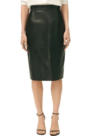 Brooks Brothers Nederdel, Dame, Sort, XS, Læder, Højtaljet Læder Pencil Skirt