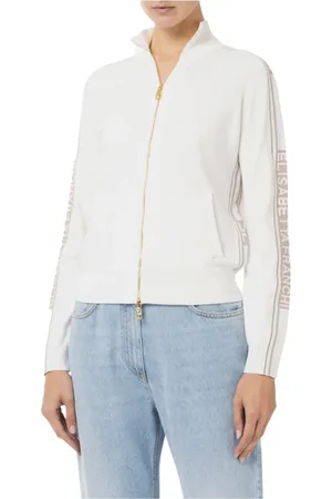 Elisabetta Franchi Strik, Dame, , S, Bomuld, Elfenbensfarvet sweater, chic og elegant