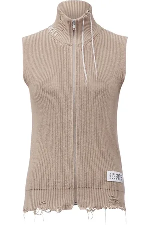 Maison Margiela Strik, Dame, , S, Bomuld, Strikket Vest med Lynlås