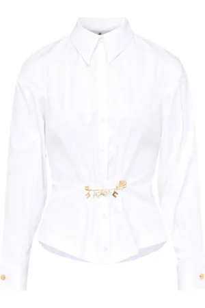 Elisabetta Franchi Bluser & Skjorter, Dame, Hvid, L, Bomuld, Camicia EF Bianca Skjorte