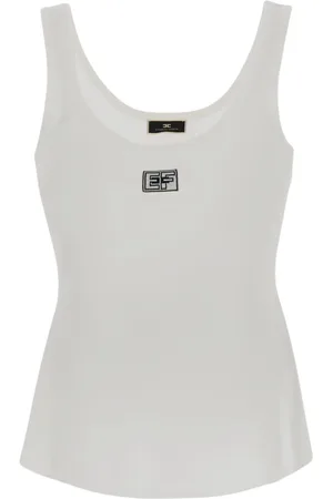 Elisabetta Franchi Top, Dame, Hvid, L, Logo Ærmeløs Top