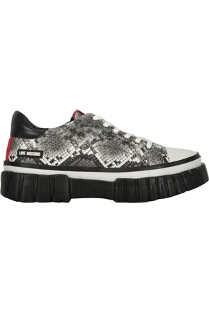 Moschino Sko, Dame, Grå, 40 EU, Python Print Low-Top Sneakers