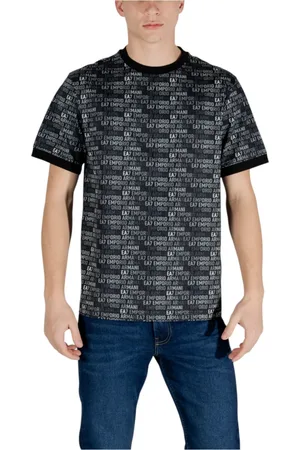 EA7 Top, Herre, Sort, S, Bomuld, Sort T-shirt med print i bomuld