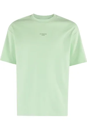 Drôle de Monsieur Top, Herre, Grøn, L, Bomuld, Klassisk Slogan T-shirt Lys Grøn Kort Ærme Rund Hals