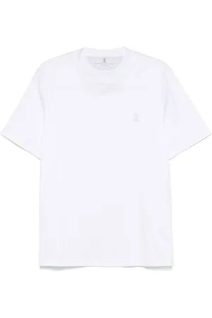 Brunello Cucinelli Top, Herre, Hvid, 2XL, Bomuld, Crew Neck T-Shirt