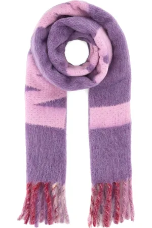 Marni Tilbehør, Dame, Flerfarvet, ONE SIZE, Uld, Logo-Jacquard Fringed Scarf