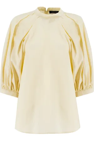 Fabiana Filippi Bluser & Skjorter, Dame, , S, Bomuld, Elegant Jersey Bluse med Læg og Pilesøm