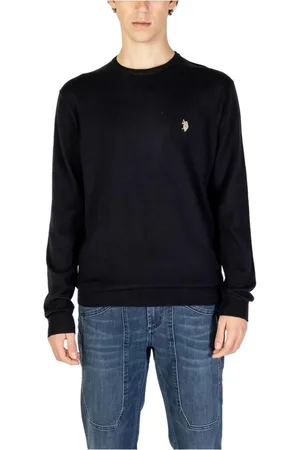 U.S. Polo Assn. Strik, Herre, Sort, XL, Bomuld, Luksuriøs Sort Bomuldskashmir Sweater