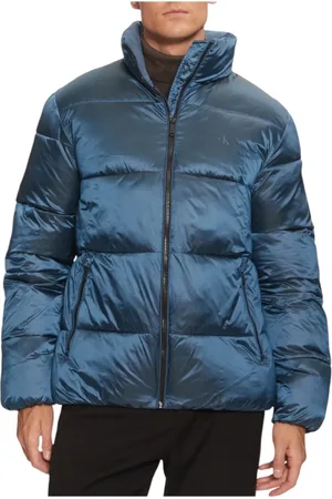 Calvin Klein Jakke, Herre, Blå, L, Uld, Two Tone Puffer Jakke