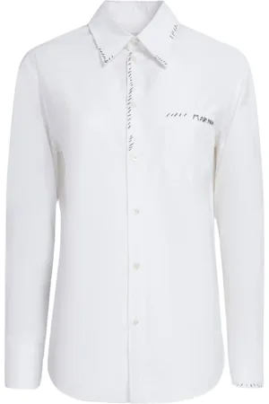 Marni Bluser & Skjorter, Dame, Hvid, M, Bomuld, Poplin Skjorte med Reparationer