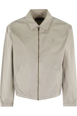 Ralph Lauren Jakke, Herre, Brun, XL, Bomuld, Beige Windbreaker Jakke med Broderet Logo