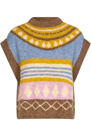 Lollys Laundry Strik, Dame, Flerfarvet, XS, Tyl, Farverig Strik Vest Dictell Style