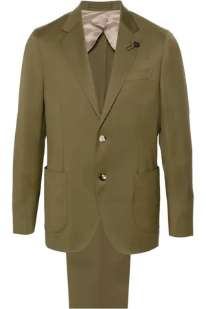 LARDINI Jakkesæt, Herre, Grøn, XL, Uld, Single Breasted Suit Set