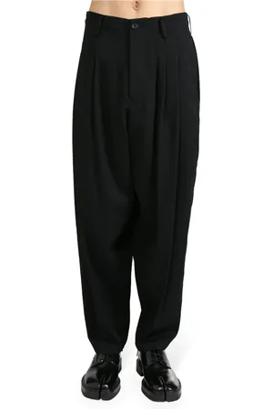 YOHJI YAMAMOTO Bukser, Herre, Sort, M, Sort Plisseret Modebukser