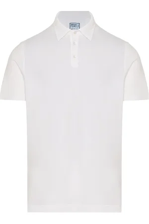 FEDELI Top, Herre, Hvid, XL, Bomuld, Slim Fit Bomulds Polo Shirt