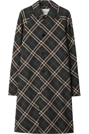 Burberry Frakke, Herre, Sort, M, Uld, Checkered Snug Fit Coat