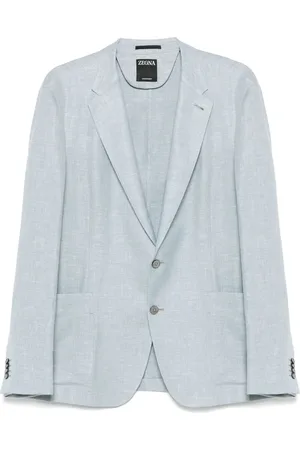 Ermenegildo Zegna Jakke, Herre, Blå, XL, Uld, Luksus Linned Uld Silke Jakke