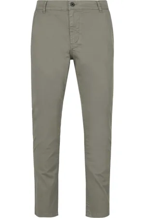 Bomboogie Bukser, Herre, Grøn, W34, Bomuld, Stretch Cotton Piqué Effect Chino Bukser