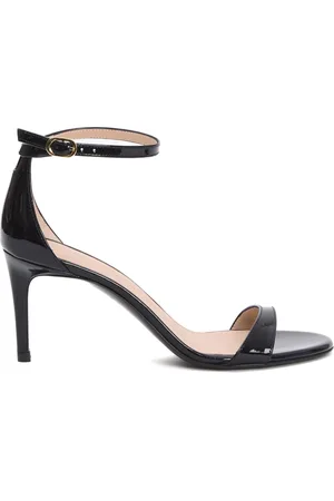 Stuart Weitzman Sko, Dame, Sort, 35 EU, Læder, Sorte Patentlæder Sandaler Elegant Design
