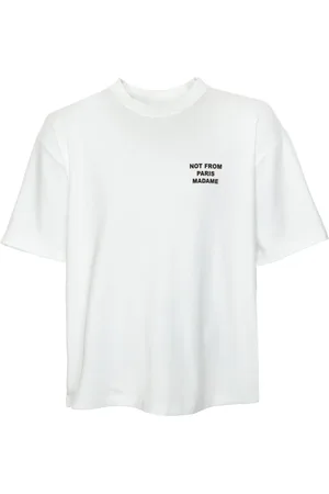 Drôle de Monsieur Top, Herre, Hvid, 2XL, Bomuld, T-shirt med slogan og ribkant