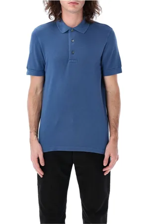 Tom Ford Top, Herre, Blå, L, Denim, Blå Denim Polo Skjorte Ss25