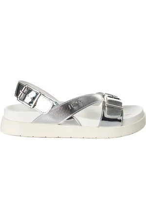 Liu Jo Sko, Dame, Grå, 38 EU, Læder, Elegante Platform Sandaler med Metalliske Detaljer