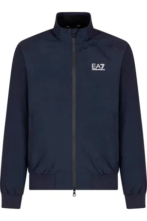 EA7 Jakke, Herre, Blå, 2XL, Nylon, Blå Nylon Bomberjakke med Logo Detalje