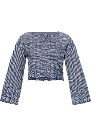Emporio Armani Bluser & Skjorter, Dame, Blå, XS, Bomuld, Ribbet Crop Top