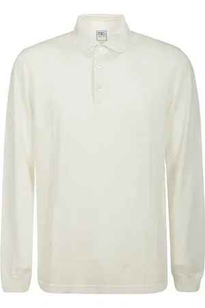 FEDELI Top, Herre, Hvid, L, Bomuld, Hvid Bomulds Polo Shirt Langærmet