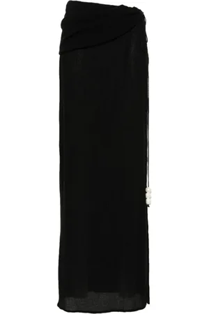 MAGDA BUTRYM Nederdel, Dame, Sort, S, Asymmetrisk maxi-nederdel med perler