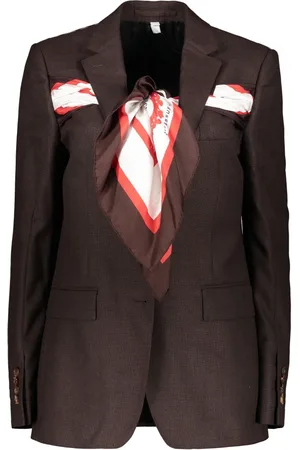 Burberry Jakke, Dame, Brun, 4XS, Uld, Struktureret blazer med kontrasterende detaljer
