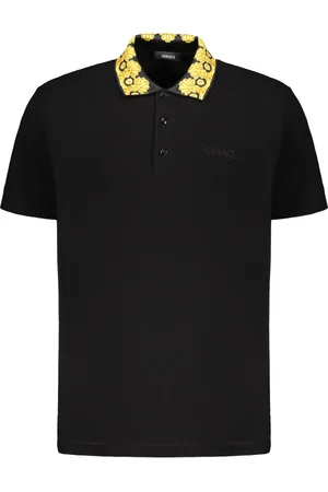 VERSACE Top, Herre, Sort, XL, Bomuld, Broderet Bomuld Polo Skjorte Logo