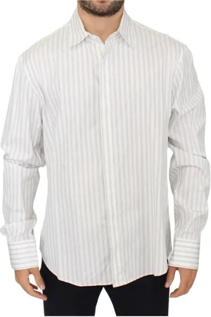 ERMANNO SCERVINO Skjorte, Herre, Hvid, XL, Bomuld, Stribet Regular Fit Casual Skjorte