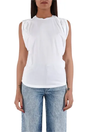 Dondup Top, Dame, Hvid, S, Bomuld, Fluid Jersey T-shirt med polstrede stropper