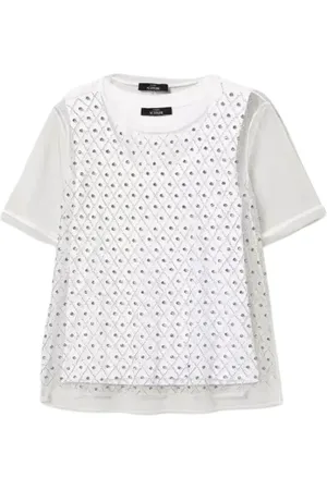 Twin-Set Bluser & Skjorter, Dame, Hvid, M, Tyl, Broderet Tyl Top