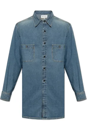 Maison Margiela Skjorte, Herre, Blå, M, Denim, Denimskjorte med vintage-effekt