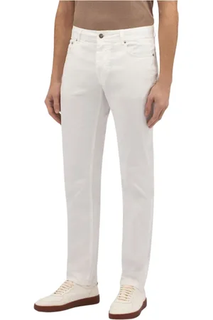 Brooks Brothers Bukser, Herre, Hvid, W36, Bomuld, Hvide Stretch Bomulds Bukser med Fem Lommer