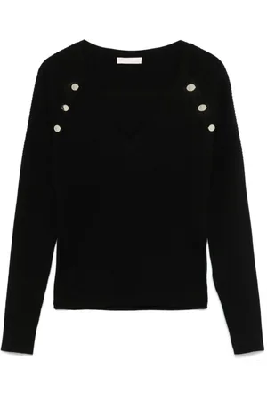 Liu Jo Strik, Dame, Sort, XS, Jumper med knapper