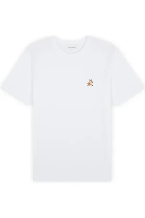 Maison Kitsuné Top, Herre, Hvid, L, Bomuld, Speedy Fox Patch Comfort T-shirt
