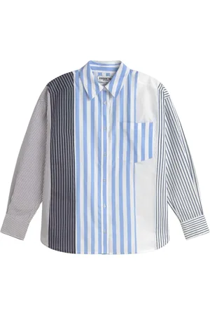 Essentiel Antwerp Bluser & Skjorter, Dame, Flerfarvet, XS, Bomuld, Patchwork Skjorte med Stribede Paneler
