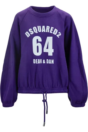 Dsquared2 Sweathshirts & Hoodies, Dame, Lilla, XS, Bomuld, Pullover Sweatshirt med Brand Print