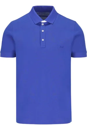 FAY Top, Herre, Blå, 3XL, Bomuld, Polo Piquet Stretch Bicolor