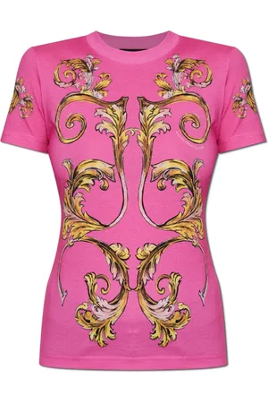 VERSACE Top, Dame, Lyserød, XS, Bomuld, Barocco print T-shirt