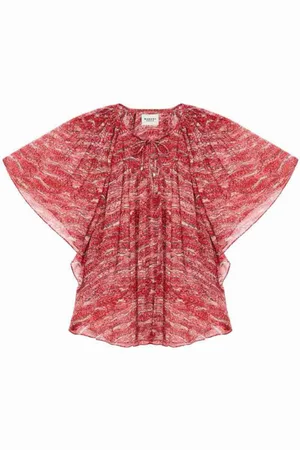Isabel Marant Bluser & Skjorter, Dame, Rød, S, Uld, Printet Musselin Top