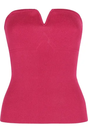 FEDERICA TOSI Top, Dame, Lyserød, M, Uld, Ribstrikket viskoseblandings top