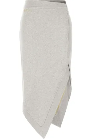 The Attico Nederdel, Dame, Grå, S, Bomuld, Grå Slip-On Asymmetrisk Kant Midi Nederdel