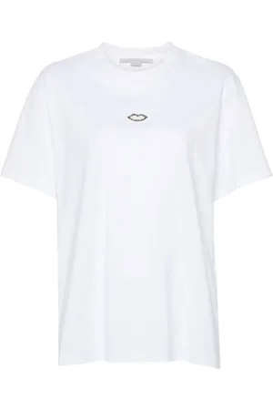Stella McCartney Top, Dame, Hvid, M, Bomuld, Crystal Lips Graphic Tee