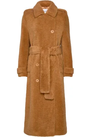 Stand Studio Frakke, Dame, Brun, XS, Faux Fur, Towa Faux Fur Trenchcoat