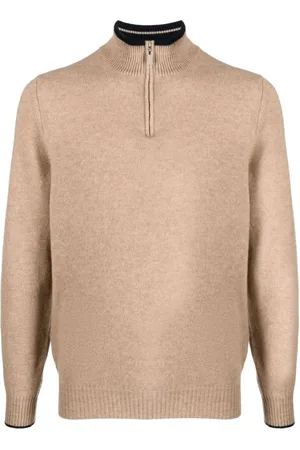 FEDELI Strik, Herre, , L, Cashmere, Half-zip Cashmere Turtleneck